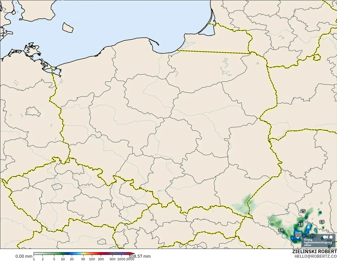 ALADIN CZ 2.3 км модель - Польша, Жауын-шашын Жинақталуы