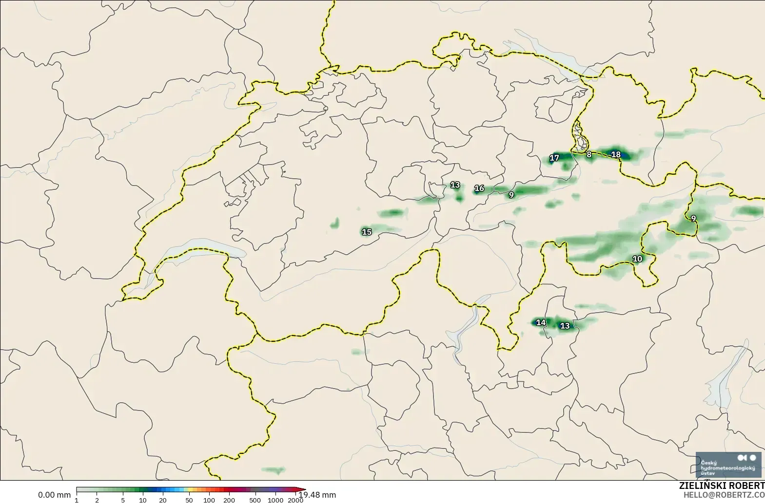 ALADIN CZ 2.3 км модель - Швейцария, Жауын-шашын Жинақталуы