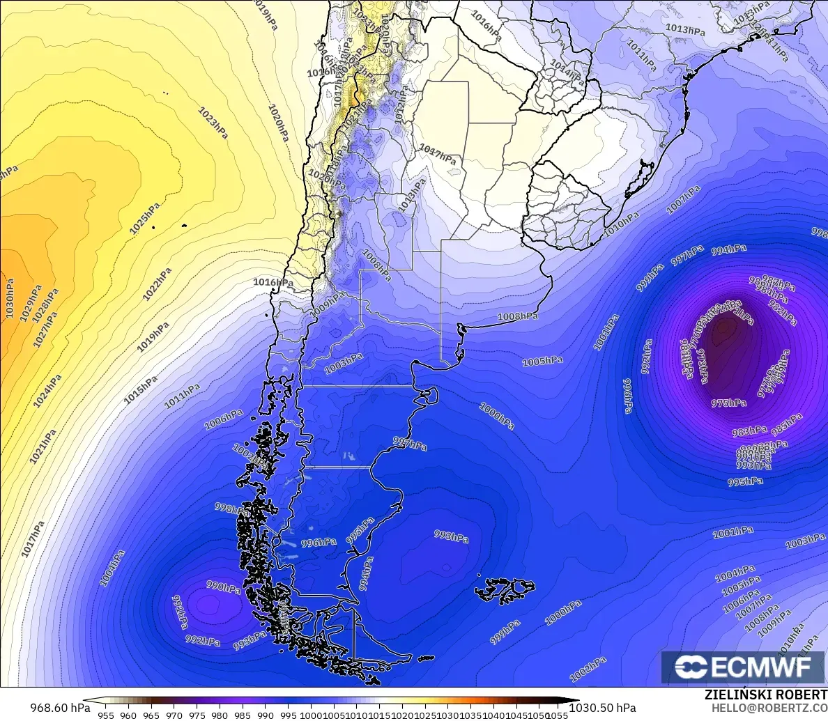 ECMWF IFS 0.25° модель - Аргентина, Қысым