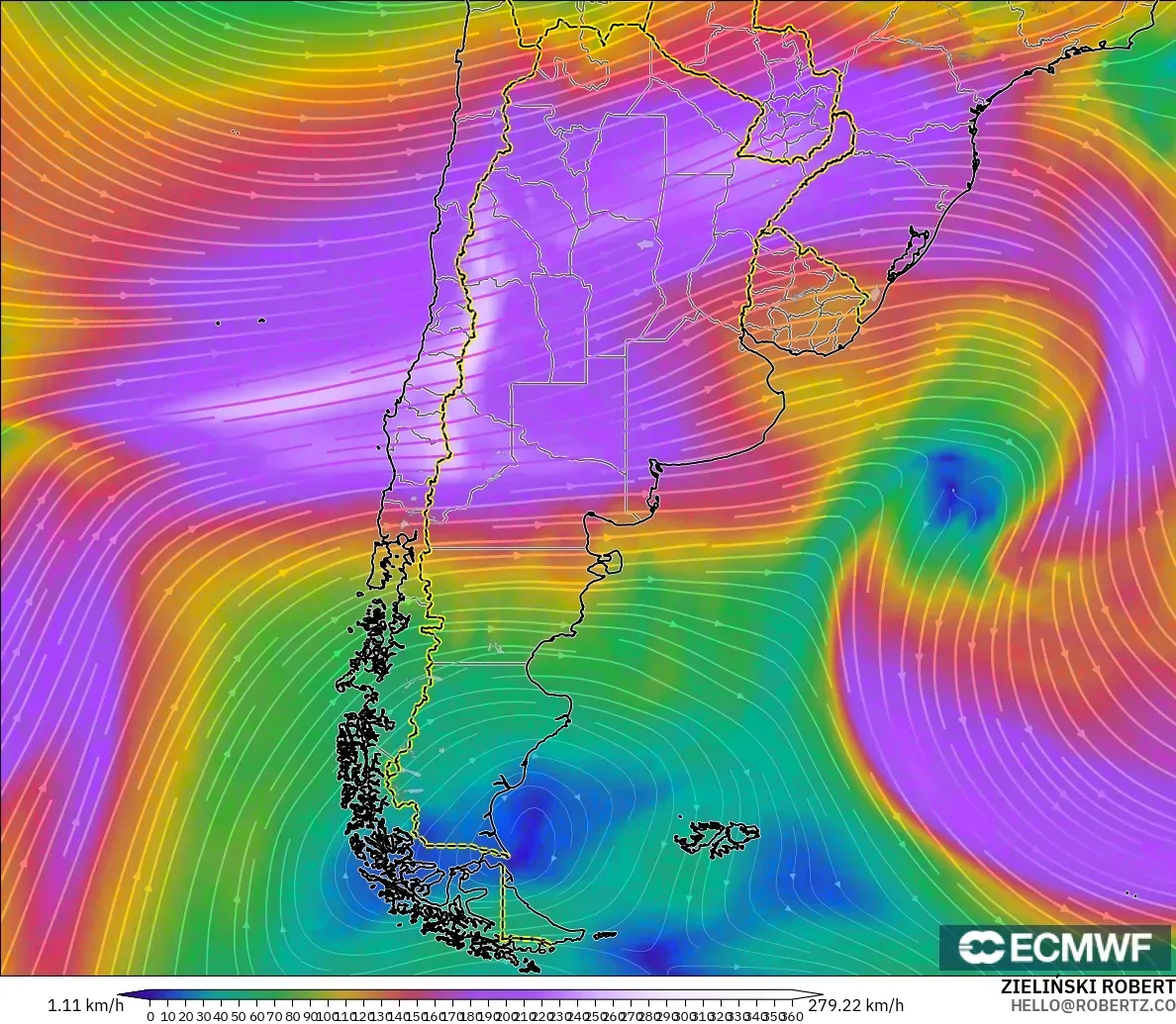 ECMWF IFS 0.25° модель - Аргентина, Жел 300 hPa (жайт ағысы)
