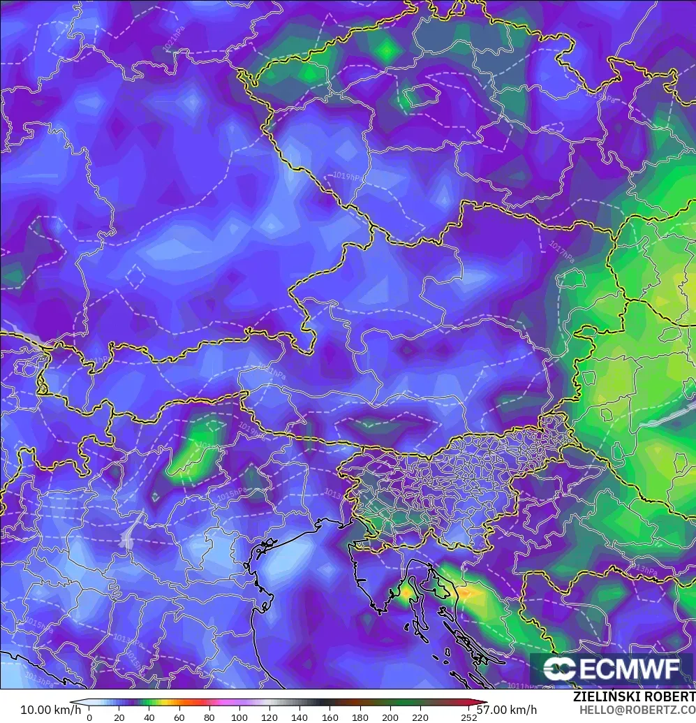 ECMWF IFS 0.25° модель - Австрия, Екпінді Жел
