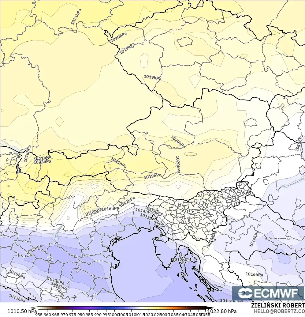 ECMWF IFS 0.25° модель - Австрия, Қысым