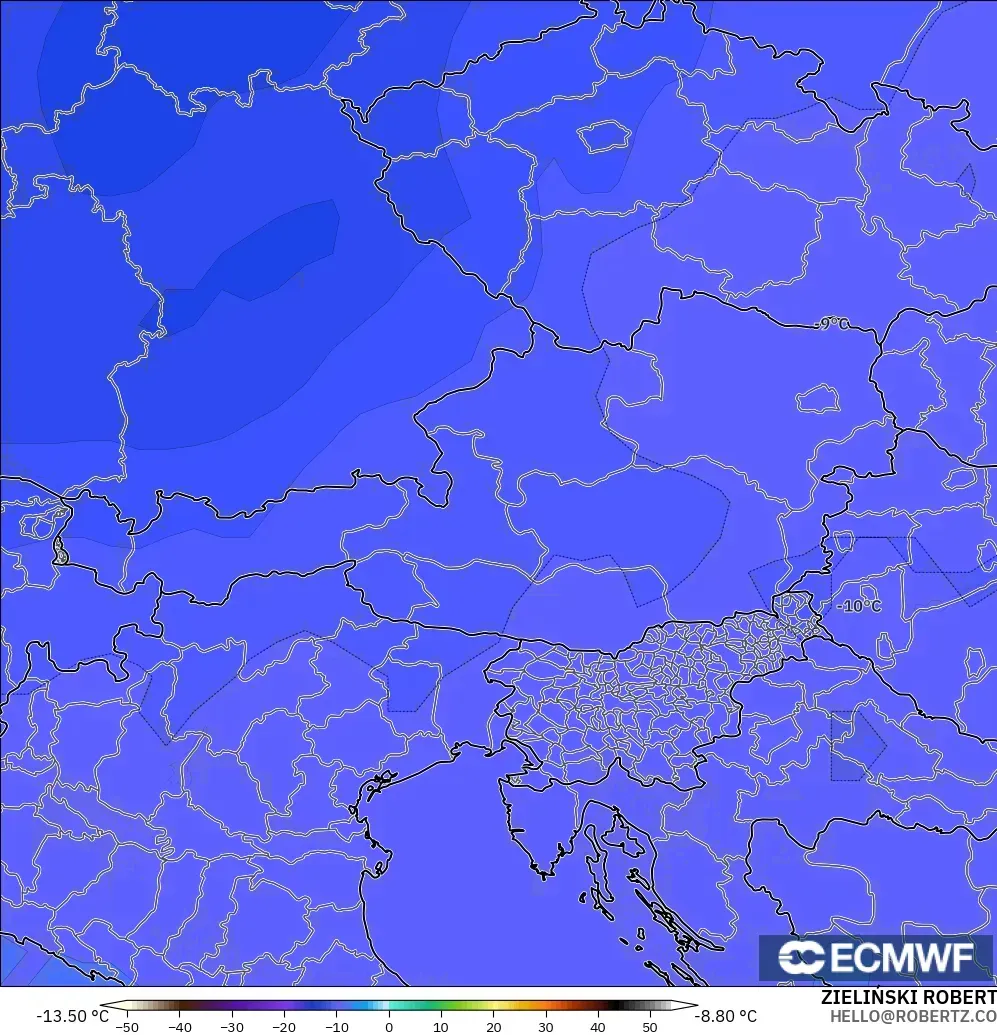 ECMWF IFS 0.25° модель - Австрия, Температура 500 hPa