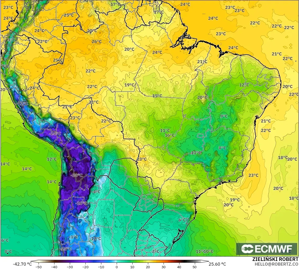 ECMWF IFS 0.25° модель - Бразилия, Шық Нүктесі 2 м