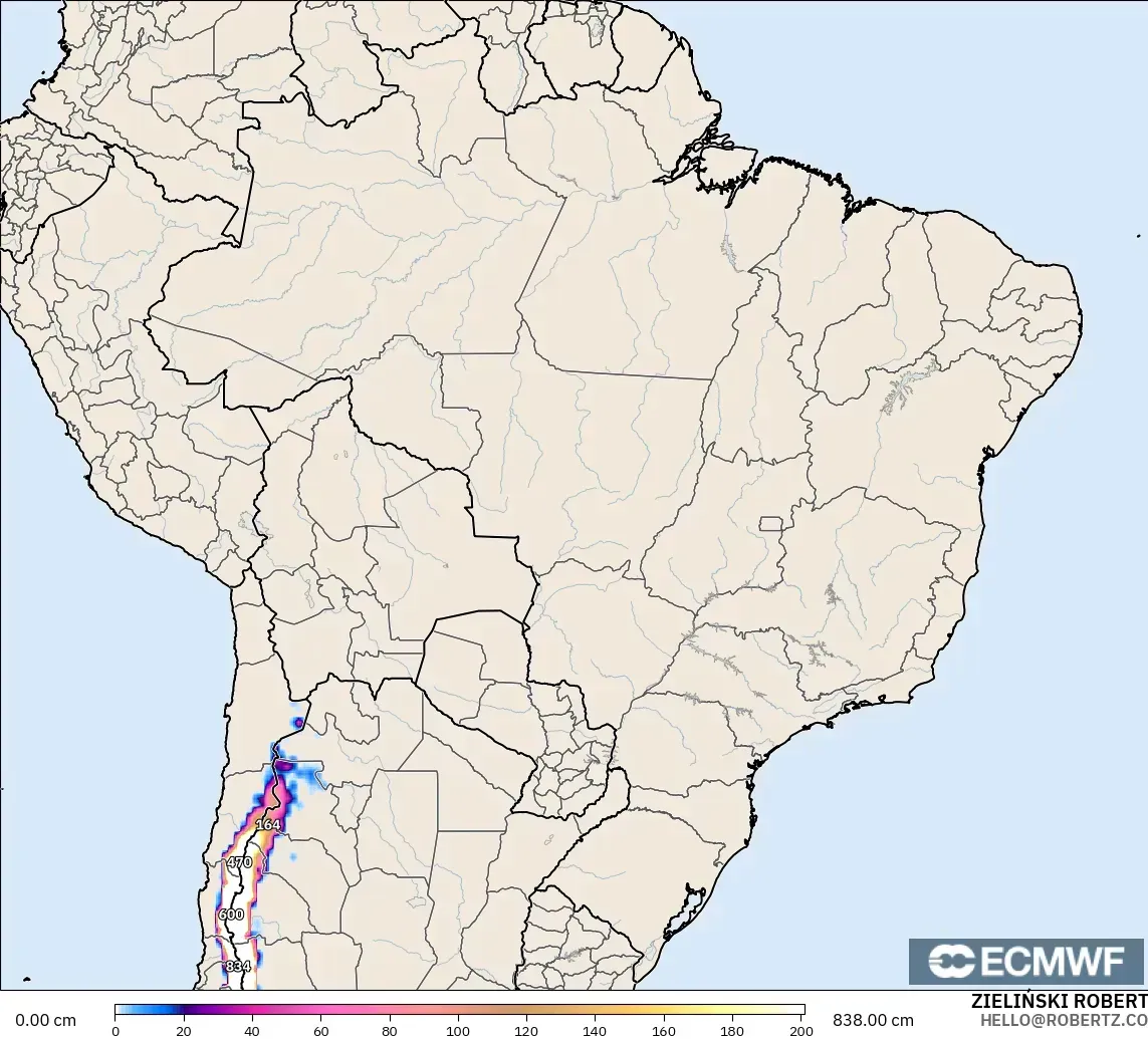 ECMWF IFS 0.25° модель - Бразилия, Қар Қалыңдығы