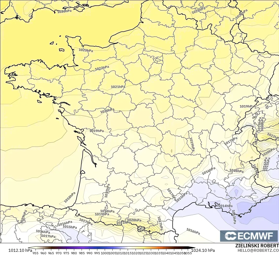 ECMWF IFS 0.25° модель - Франция, Қысым
