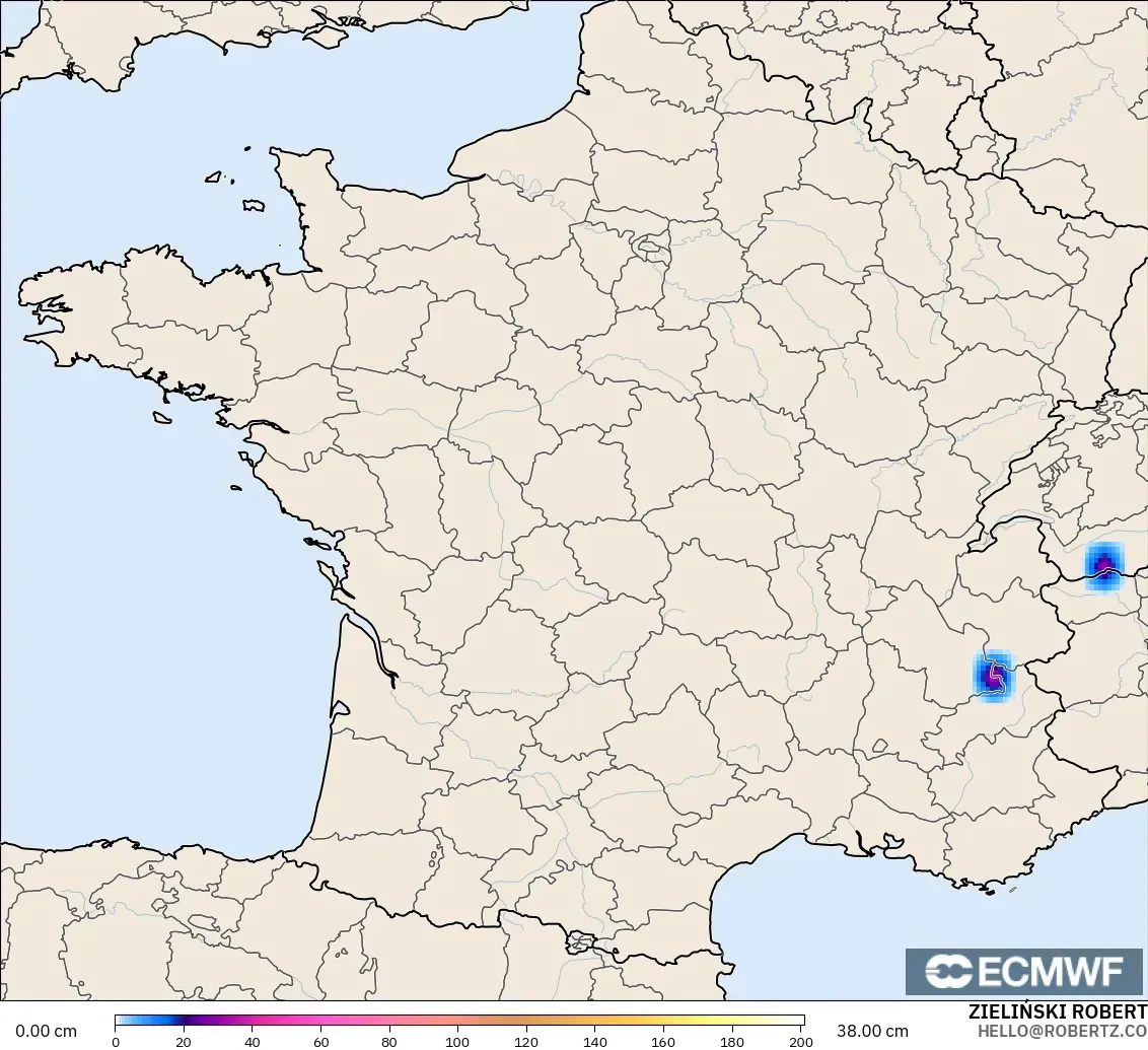 ECMWF IFS 0.25° модель - Франция, Қар Қалыңдығы