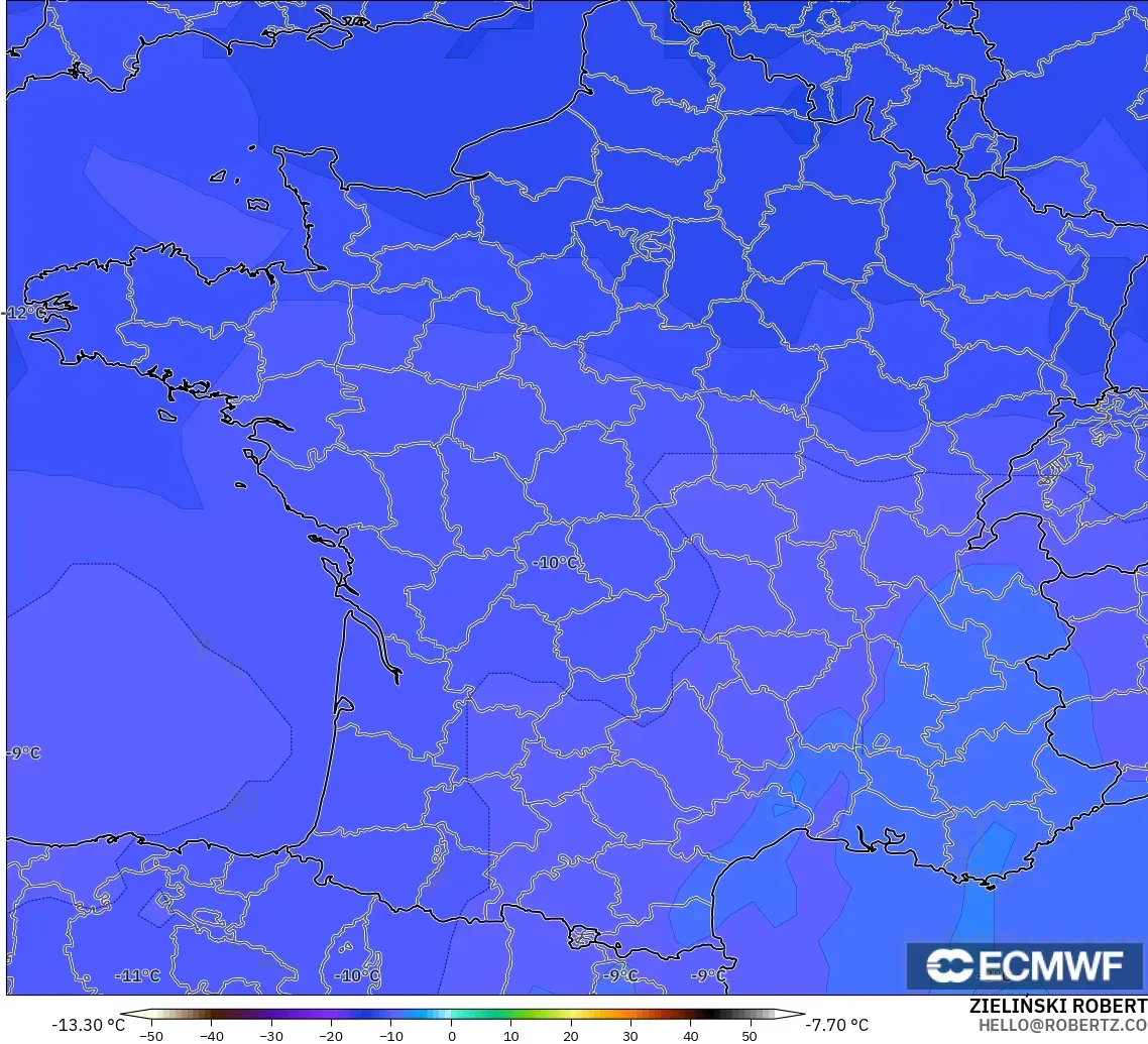 ECMWF IFS 0.25° модель - Франция, Температура 500 hPa