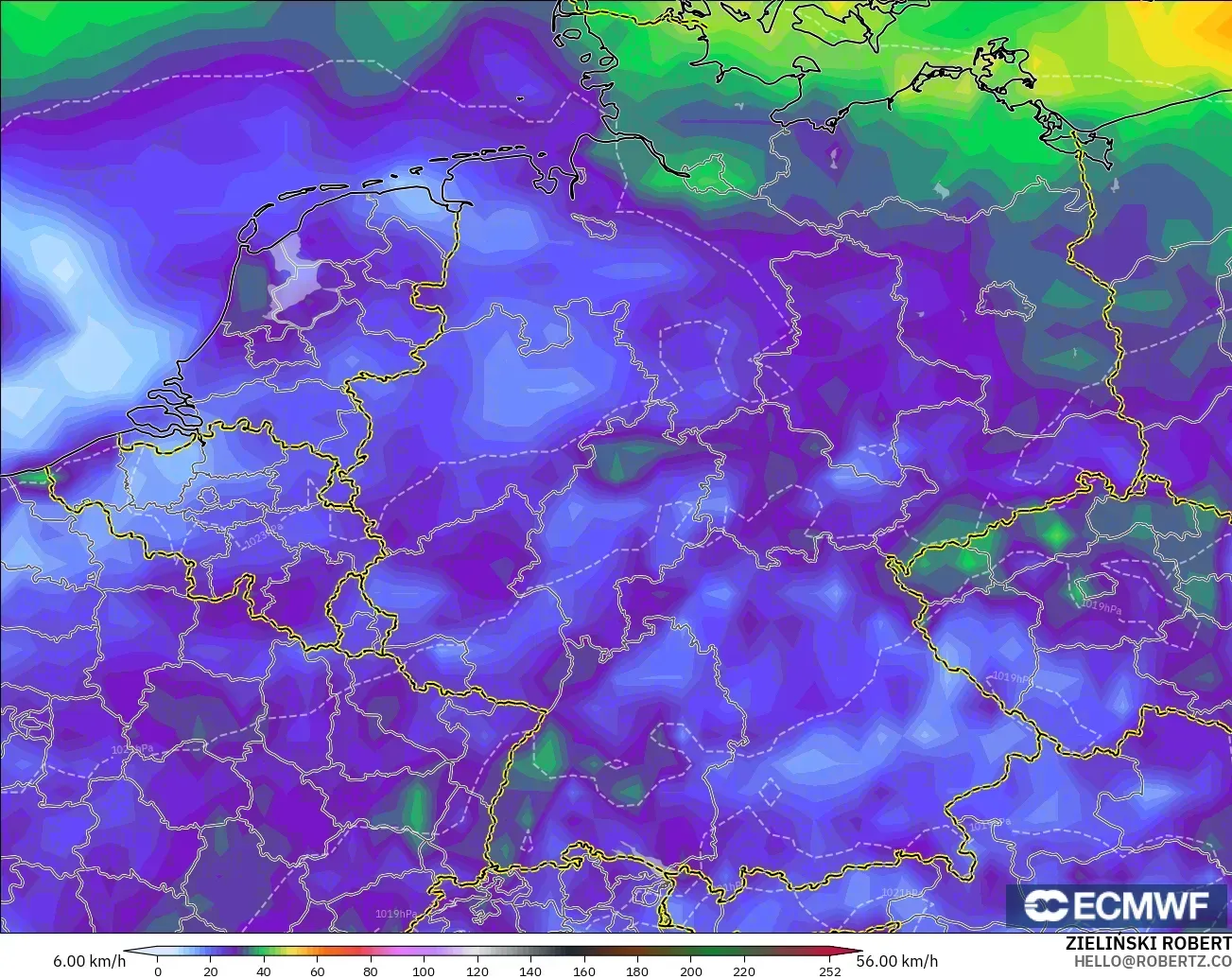 ECMWF IFS 0.25° модель - Германия, Екпінді Жел