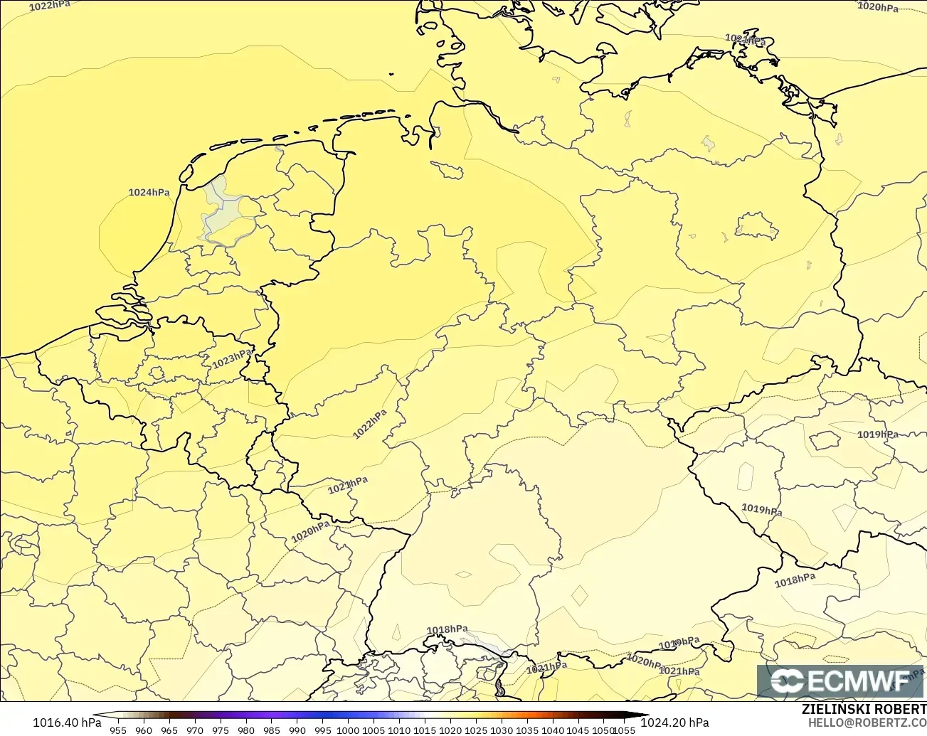 ECMWF IFS 0.25° модель - Германия, Қысым