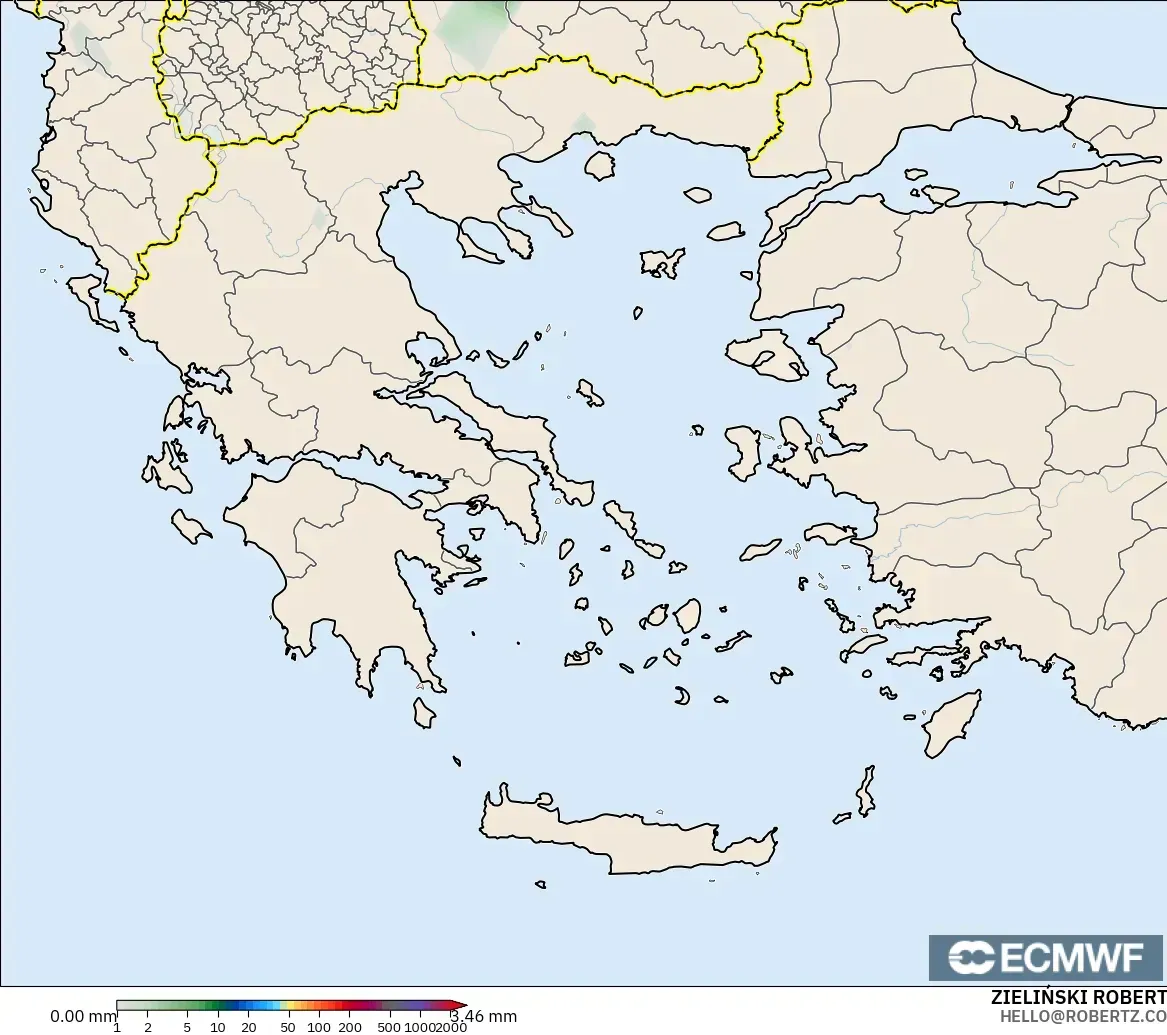 ECMWF IFS 0.25° модель - Грекия, Жауын-шашын Жинақталуы