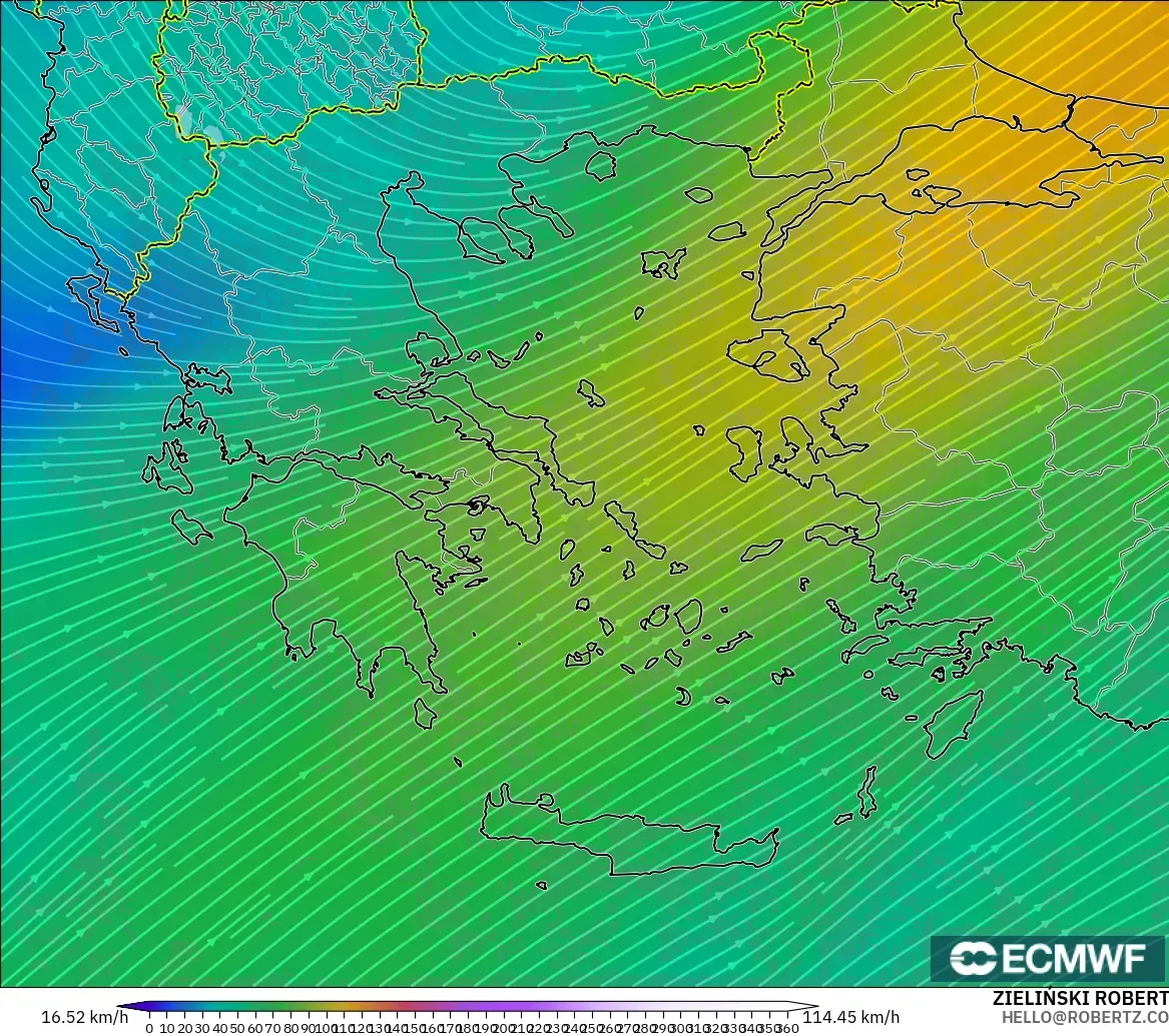 ECMWF IFS 0.25° модель - Грекия, Жел 300 hPa (жайт ағысы)
