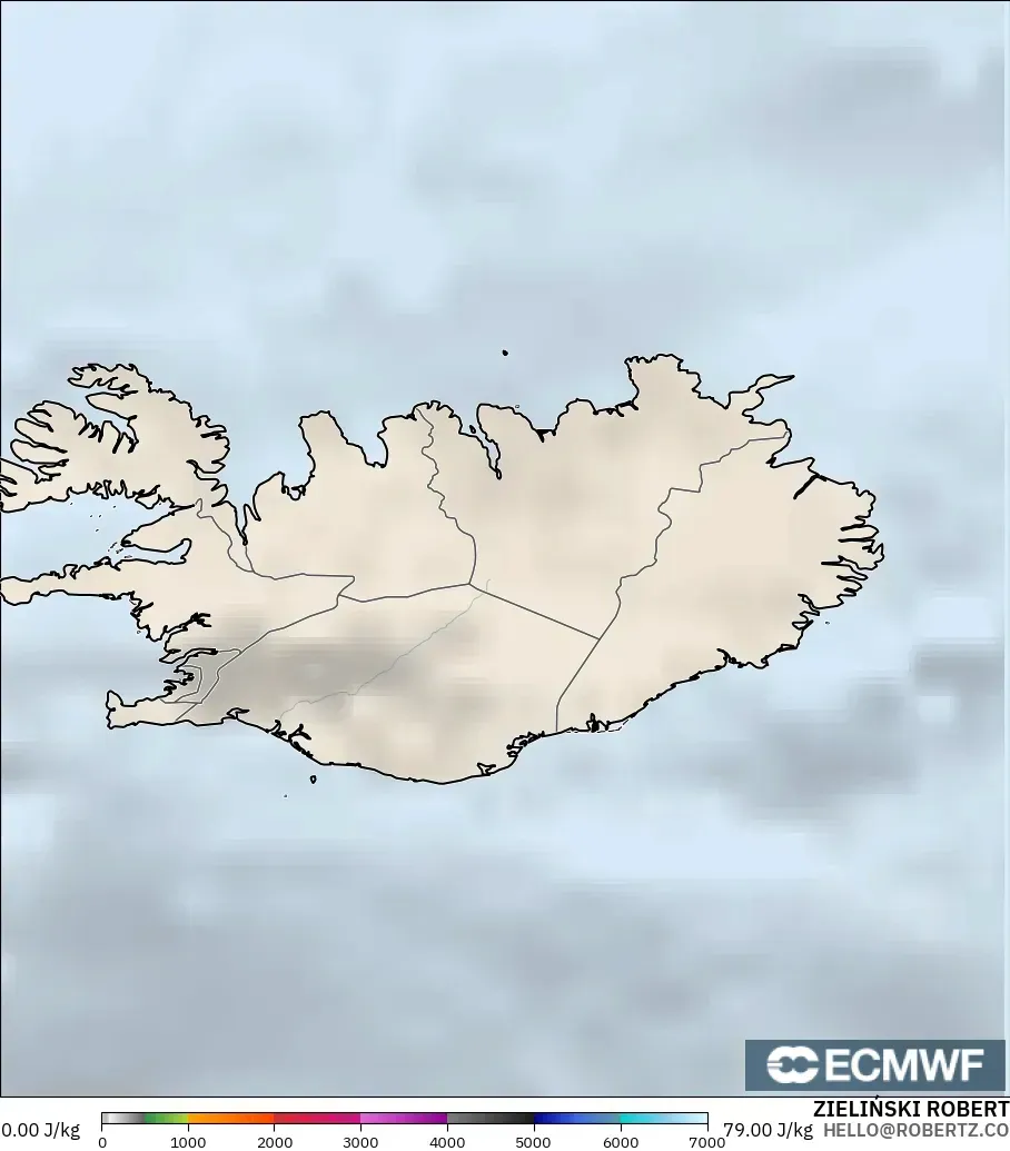 ECMWF IFS 0.25° модель - Исландия, CAPE