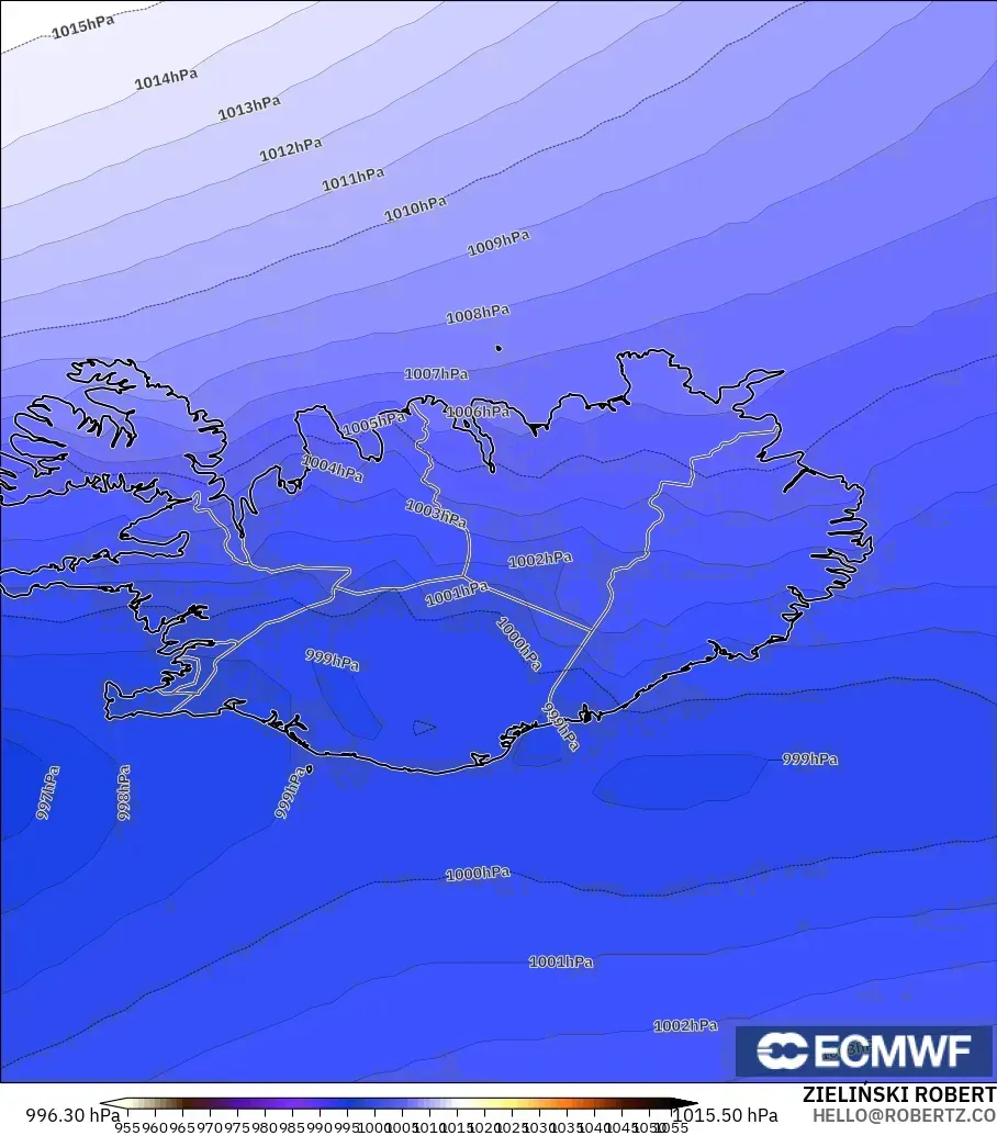 ECMWF IFS 0.25° модель - Исландия, Қысым