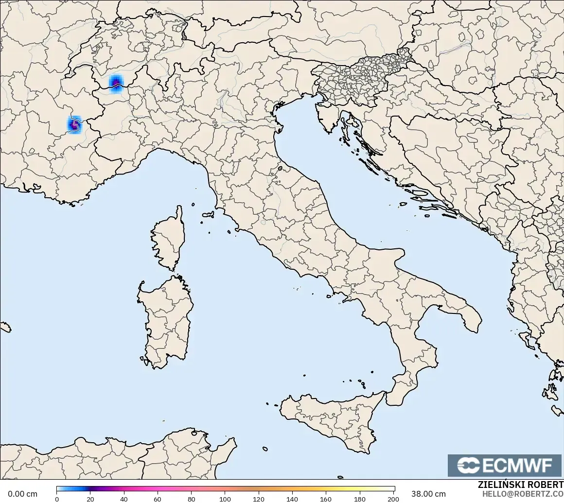 ECMWF IFS 0.25° модель - Италия, Қар Қалыңдығы