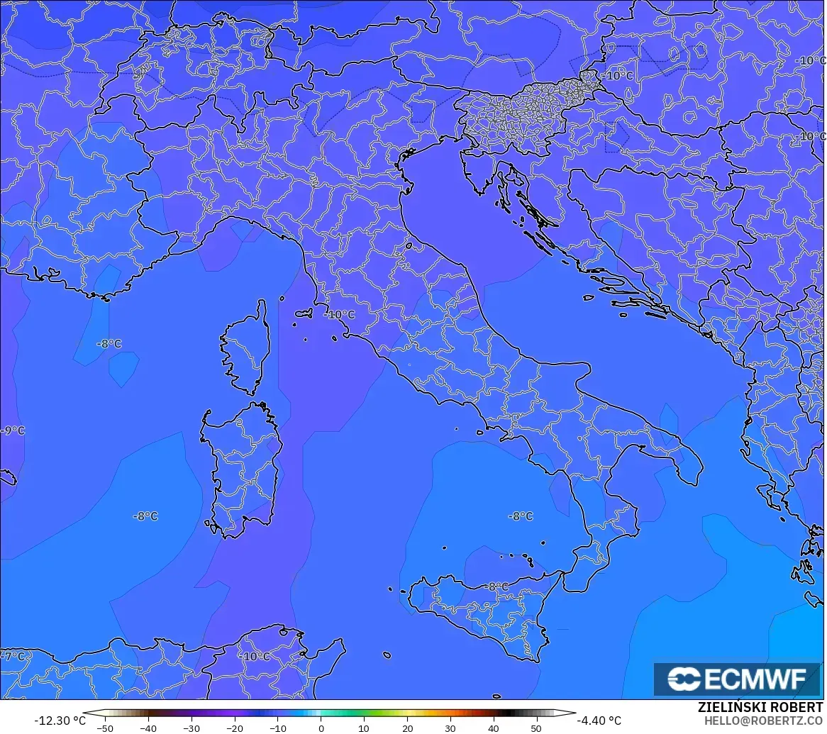 ECMWF IFS 0.25° модель - Италия, Температура 500 hPa