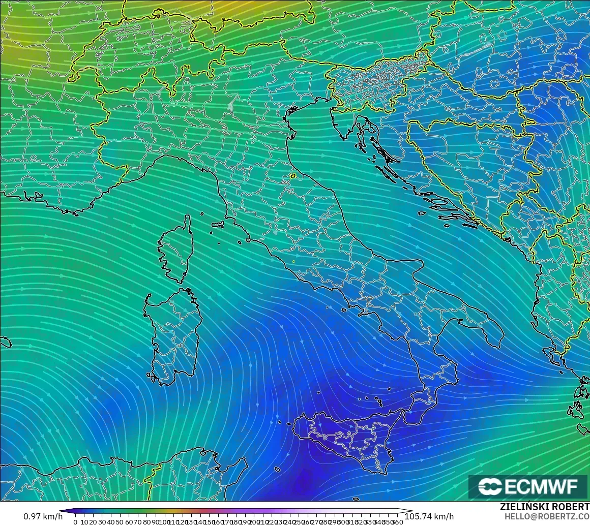 ECMWF IFS 0.25° модель - Италия, Жел 300 hPa (жайт ағысы)