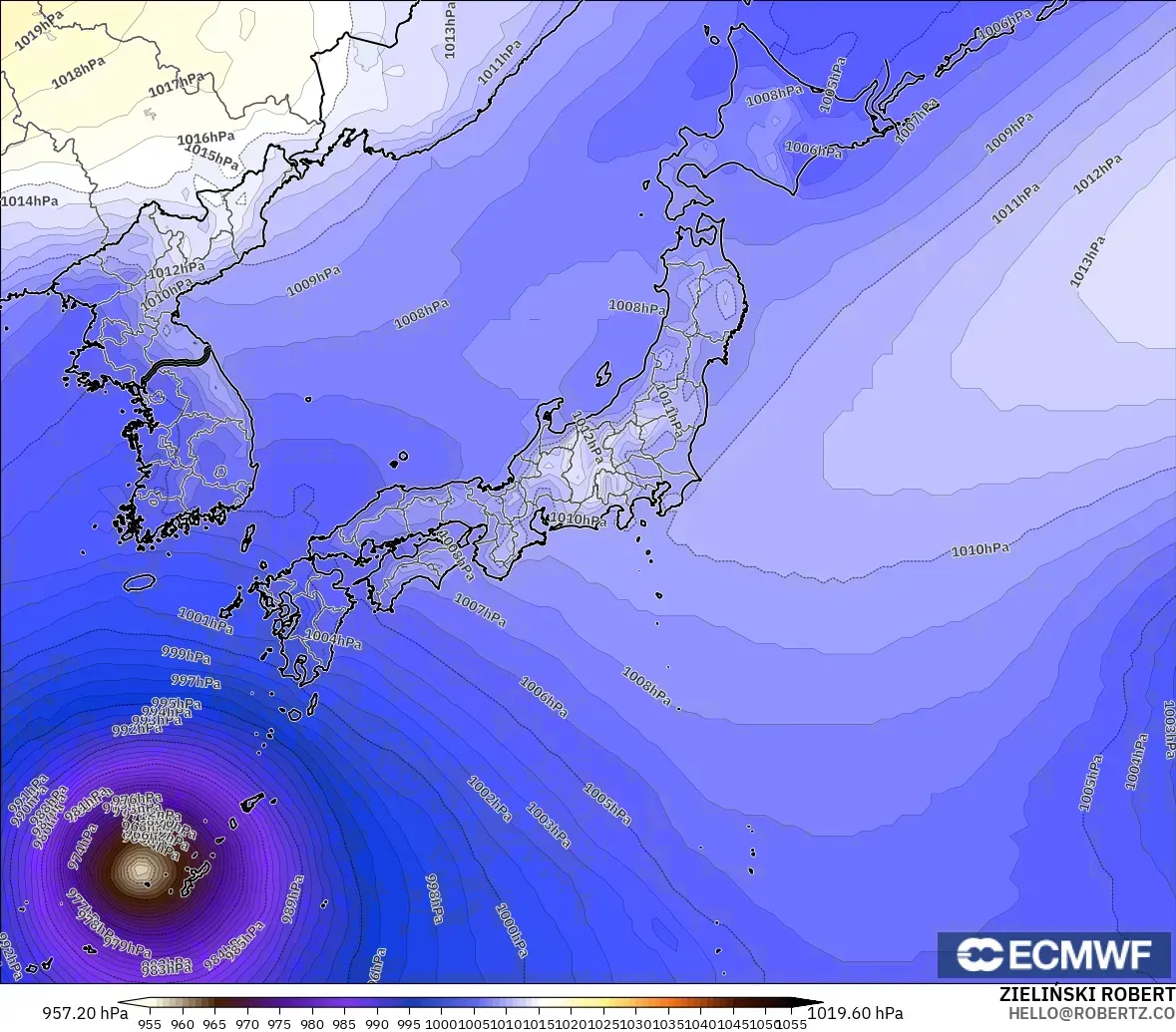 ECMWF IFS 0.25° модель - Жапония, Қысым