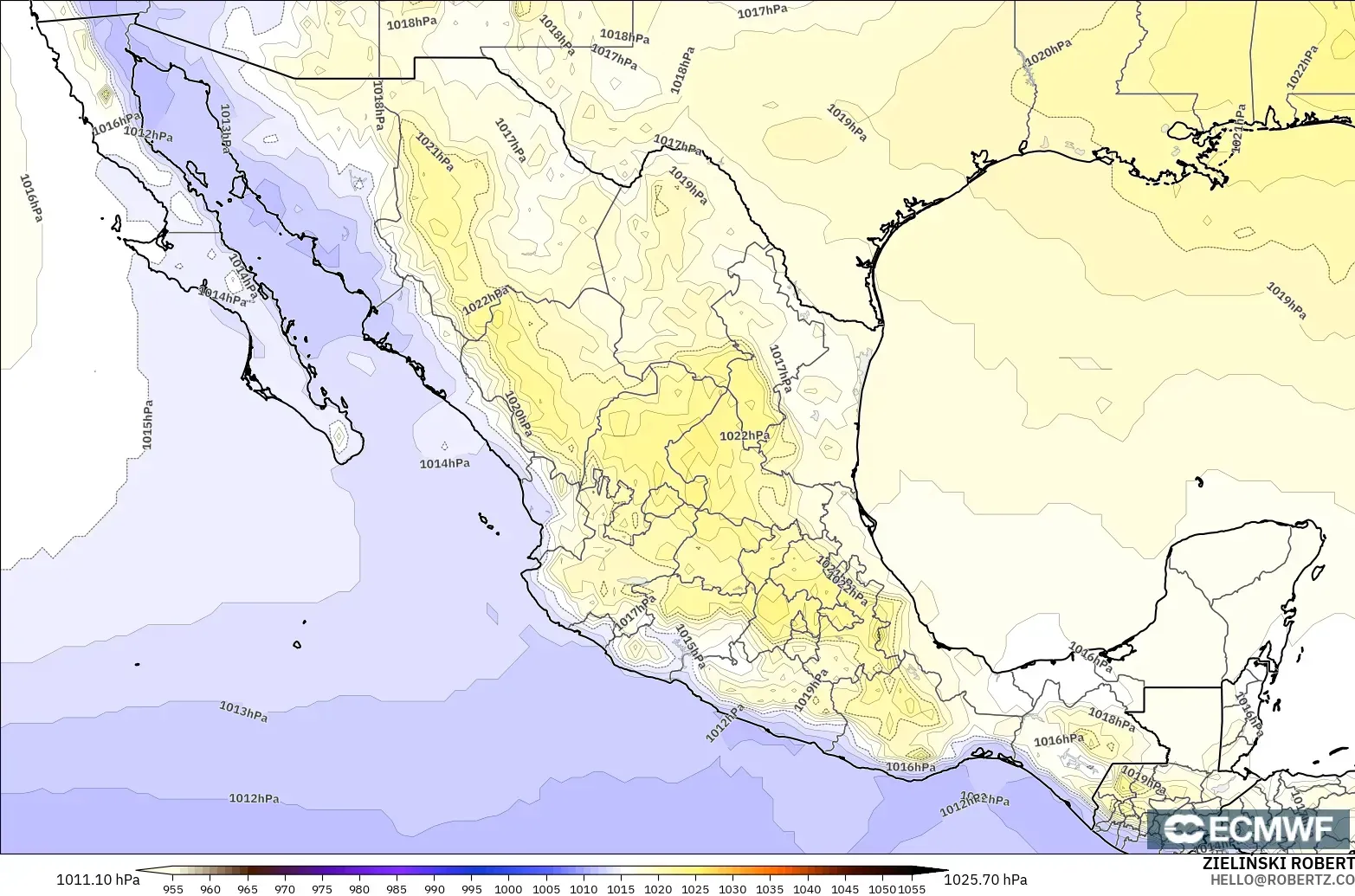 ECMWF IFS 0.25° модель - Мексика, Қысым