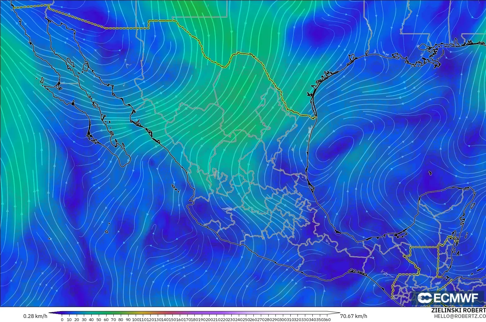 ECMWF IFS 0.25° модель - Мексика, Жел 300 hPa (жайт ағысы)