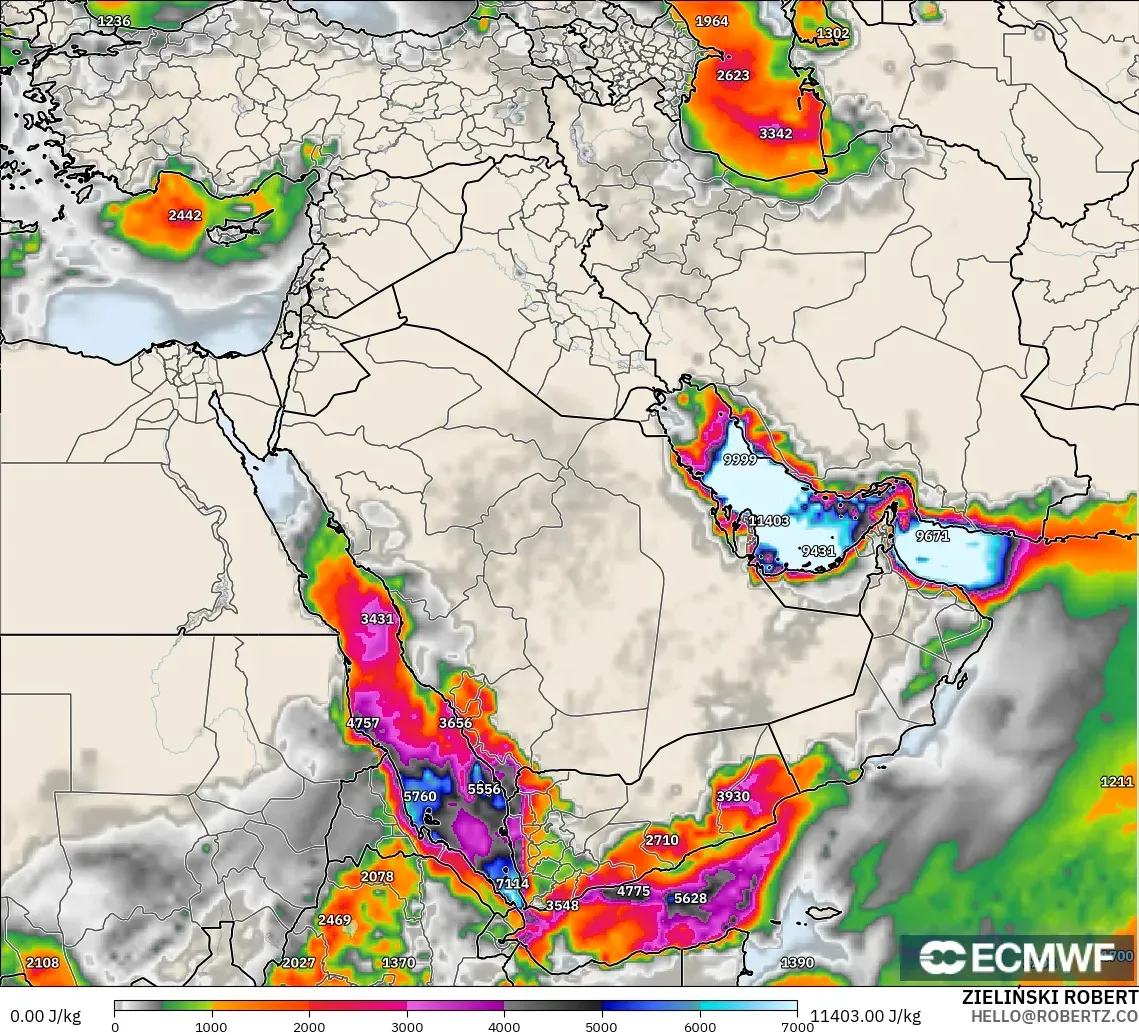 ECMWF IFS 0.25° модель - Таяу Шығыс, CAPE
