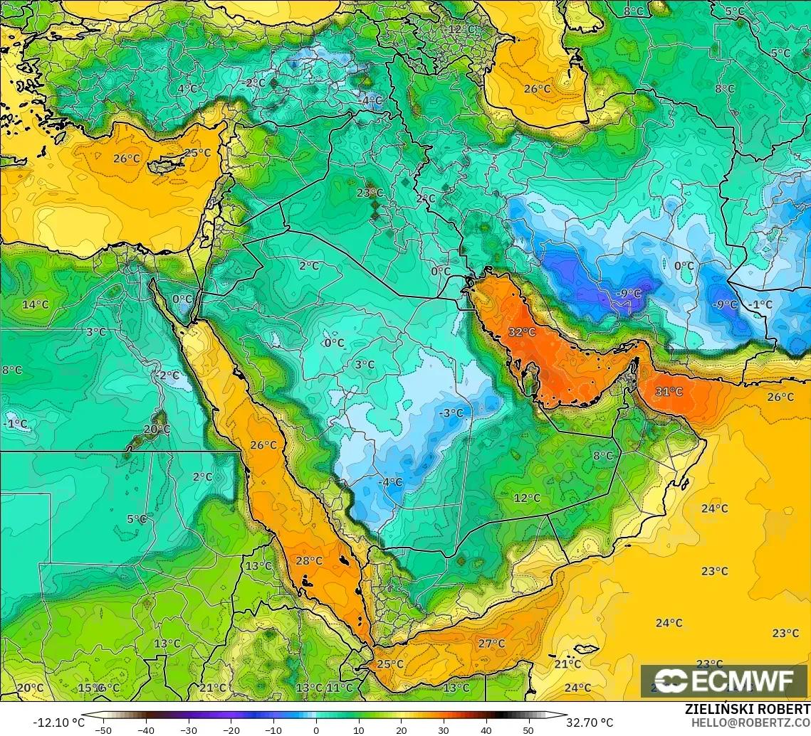 ECMWF IFS 0.25° модель - Таяу Шығыс, Шық Нүктесі 2 м