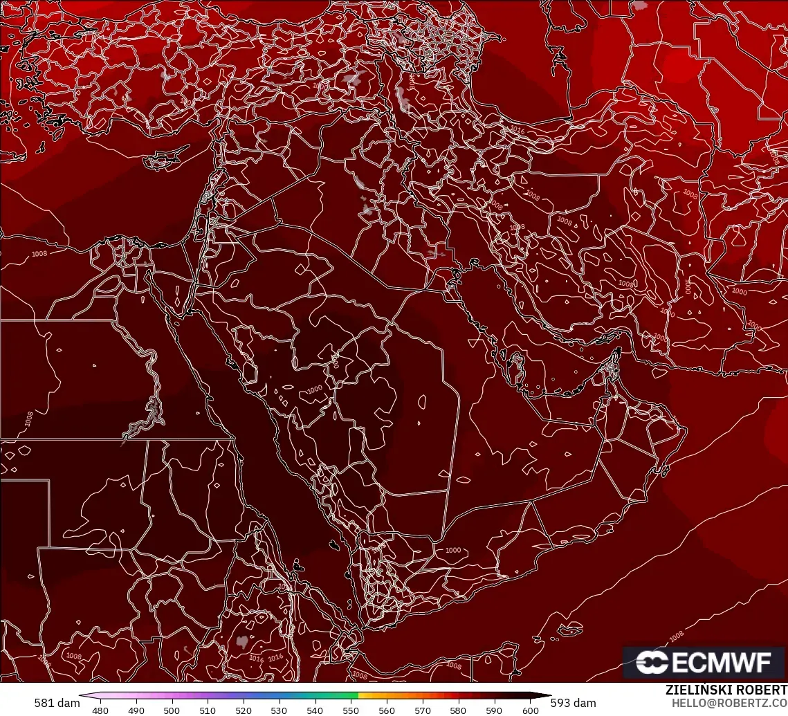ECMWF IFS 0.25° модель - Таяу Шығыс, 500 гПа деңгейіндегі геопотенциал биіктігі