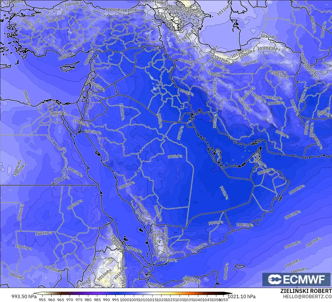 ECMWF IFS 0.25° модель - Таяу Шығыс, Қысым