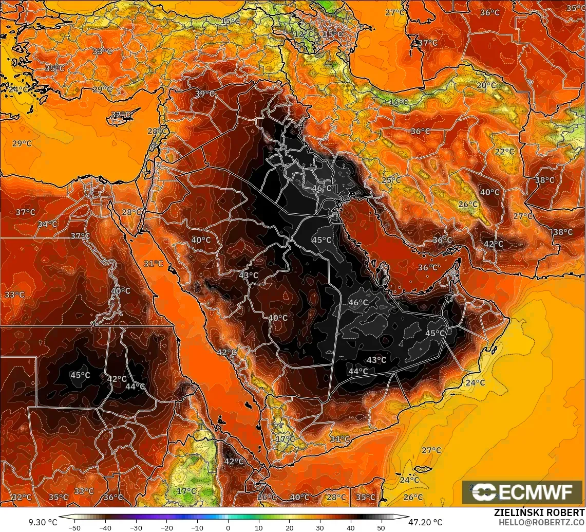 ECMWF IFS 0.25° модель - Таяу Шығыс, Температура 2 м