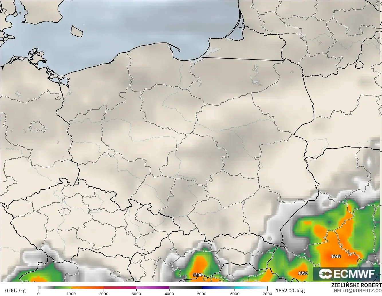 ECMWF IFS 0.25° модель - Польша, CAPE
