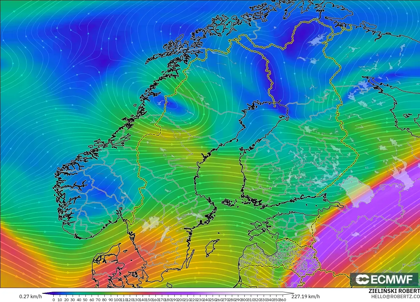 ECMWF IFS 0.25° модель - Скандинавия, Жел 300 hPa (жайт ағысы)