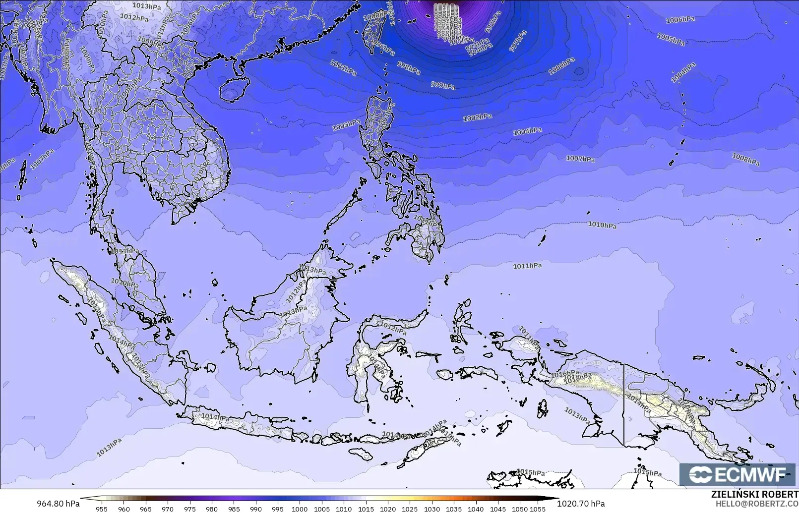ECMWF IFS 0.25° модель - Оңтүстік-Шығыс Азия, Қысым