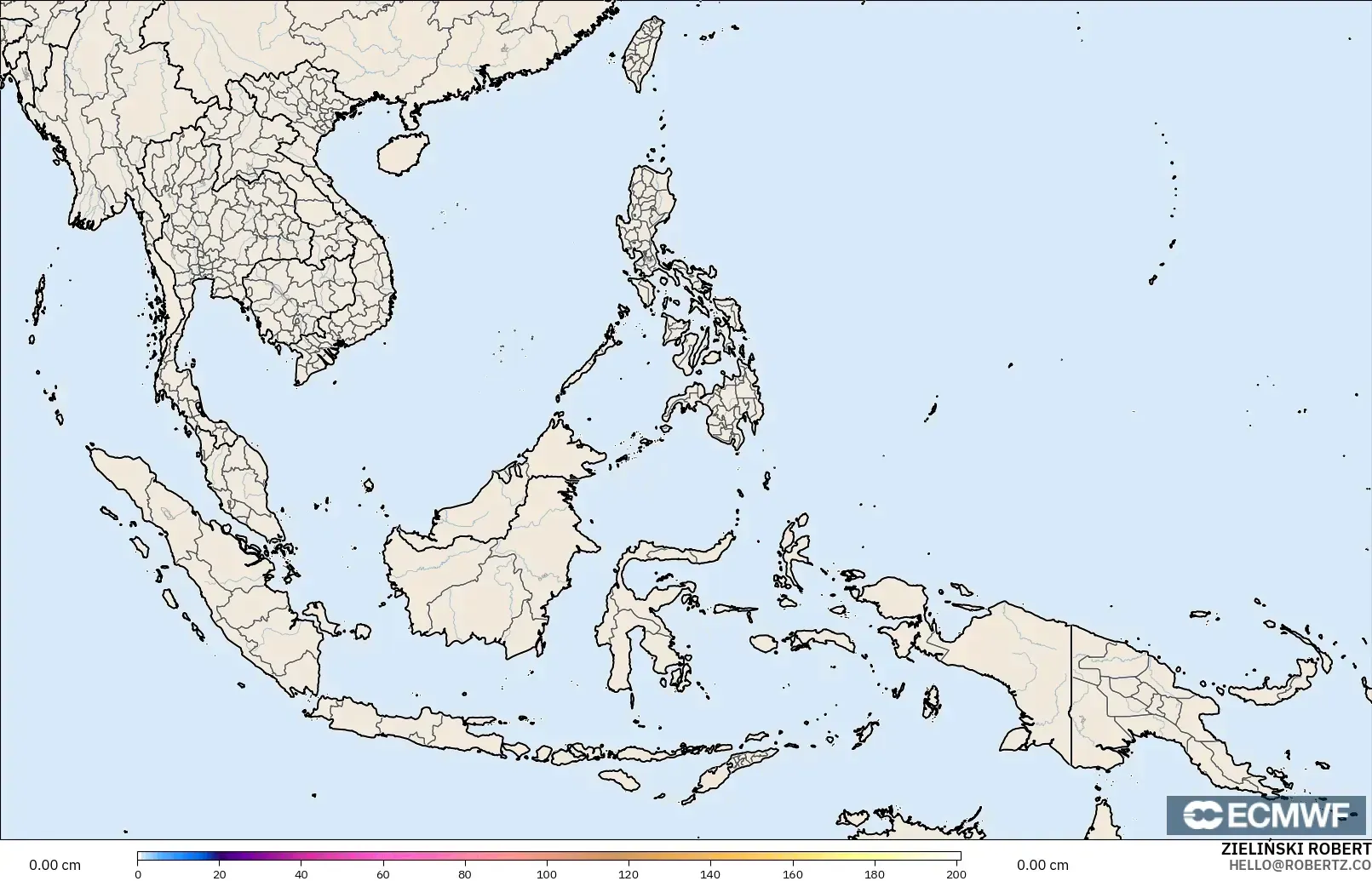 ECMWF IFS 0.25° модель - Оңтүстік-Шығыс Азия, Қар Қалыңдығы