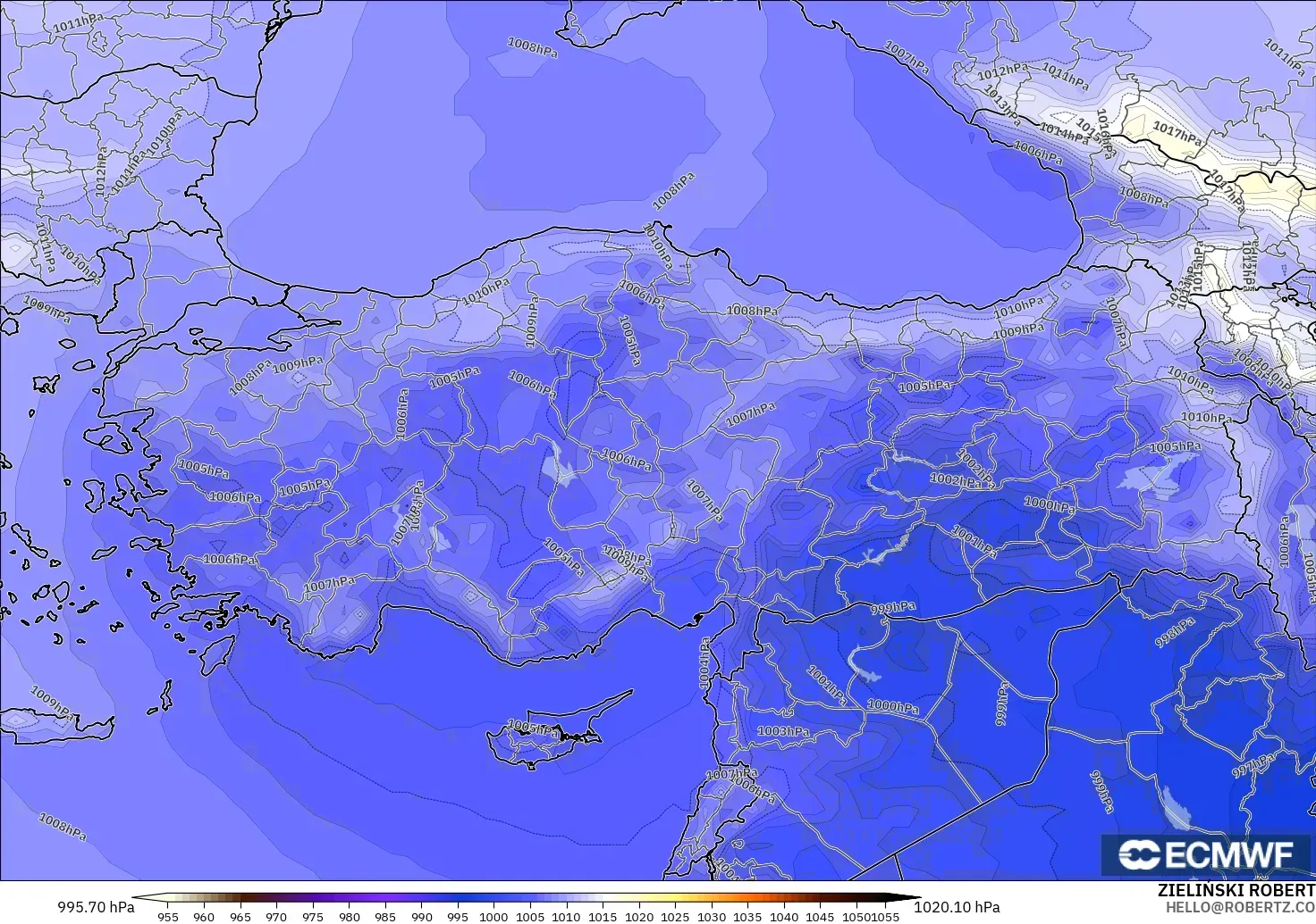 ECMWF IFS 0.25° модель - Түркия, Қысым