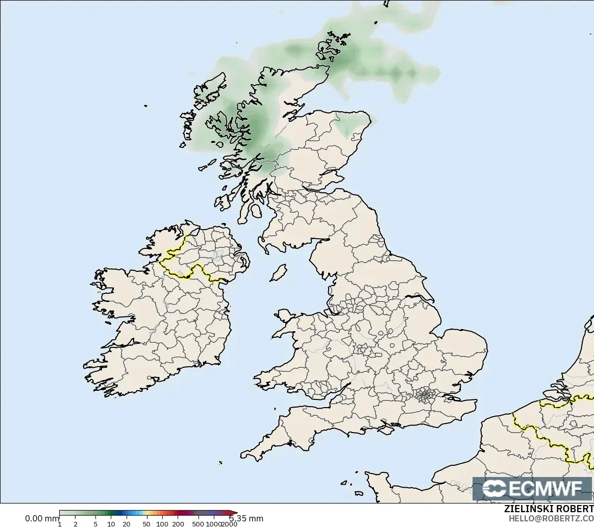 ECMWF IFS 0.25° модель - Ұлыбритания, Жауын-шашын Жинақталуы