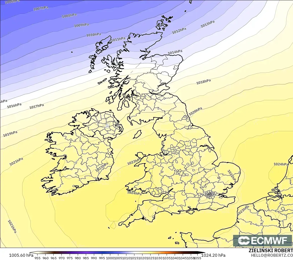 ECMWF IFS 0.25° модель - Ұлыбритания, Қысым