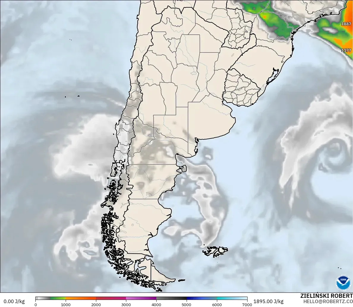 GFS модель - Аргентина, CAPE
