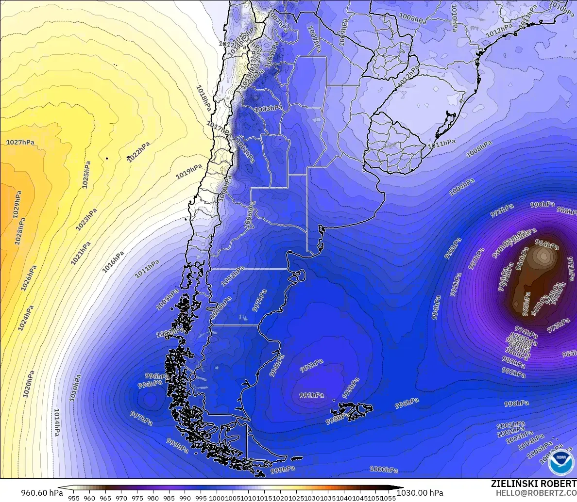 GFS модель - Аргентина, Қысым