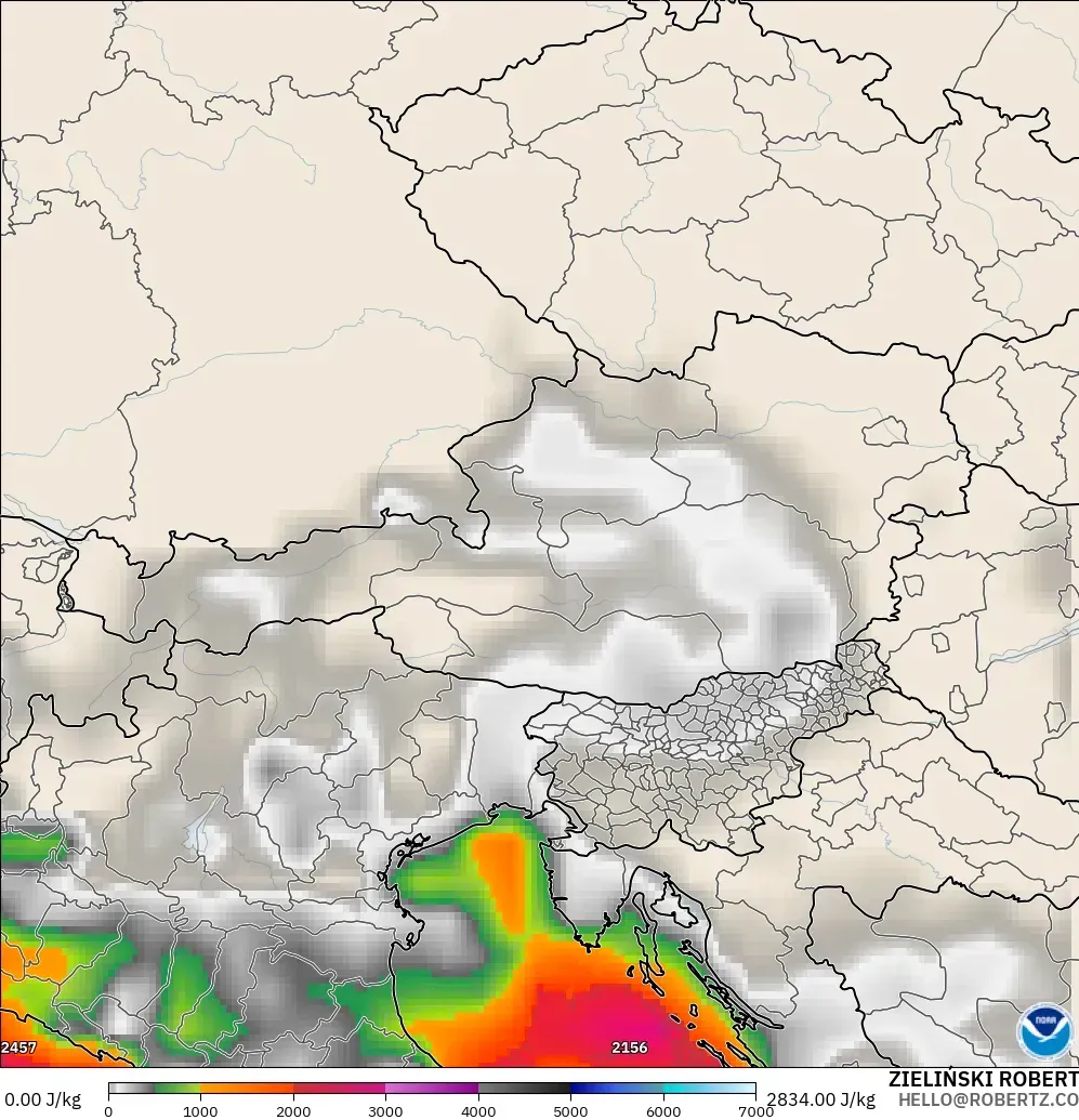 GFS модель - Австрия, CAPE