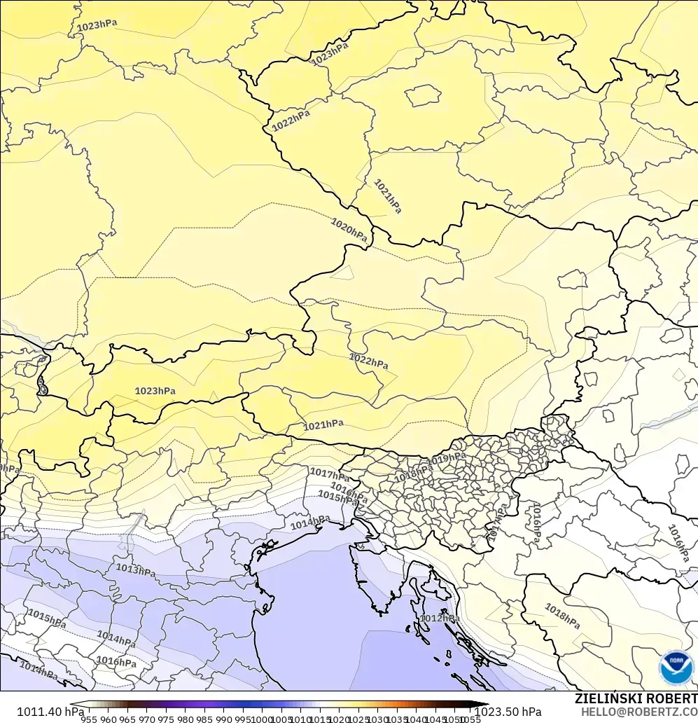 GFS модель - Австрия, Қысым
