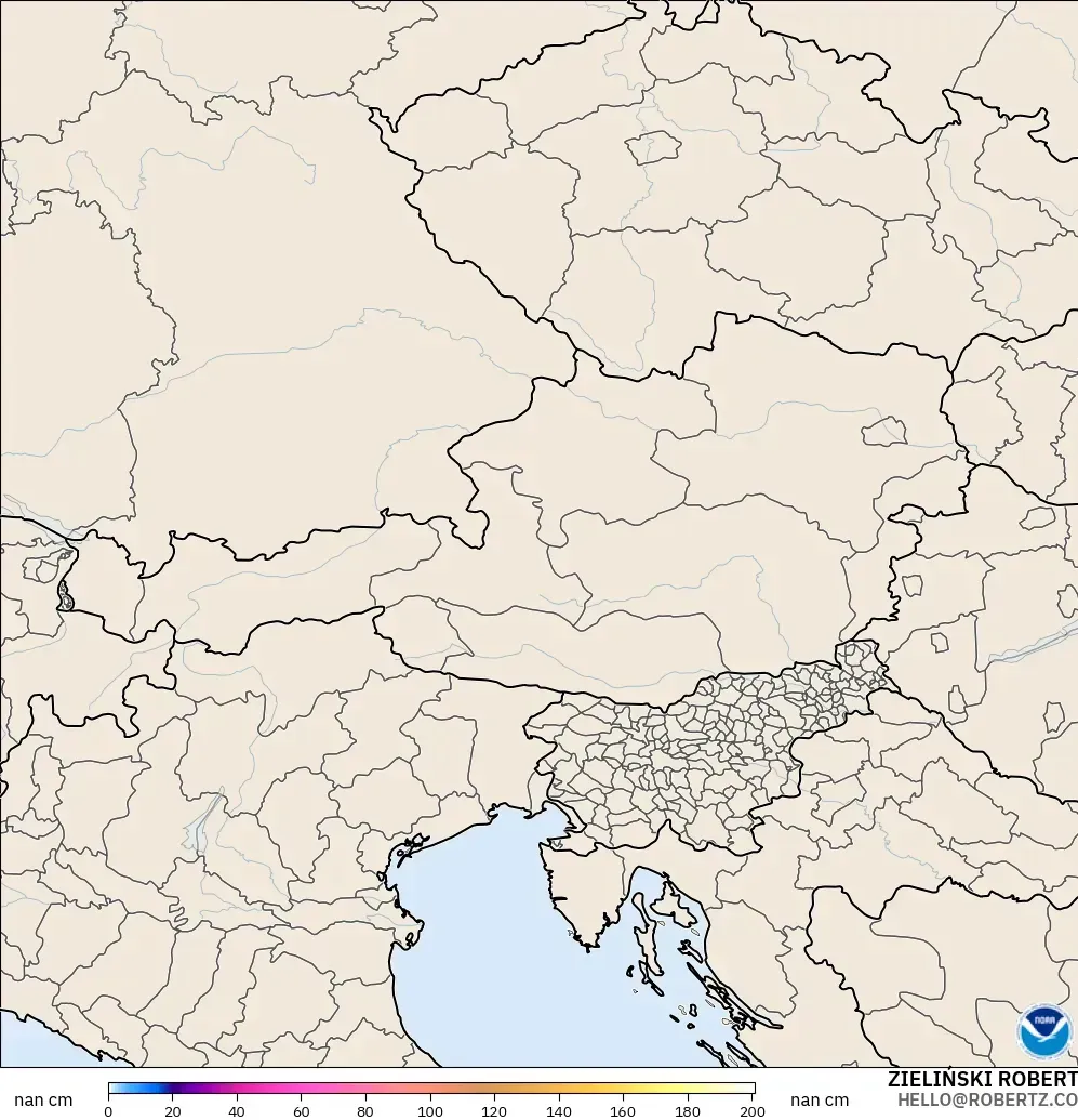 GFS модель - Австрия, Қар Қалыңдығы
