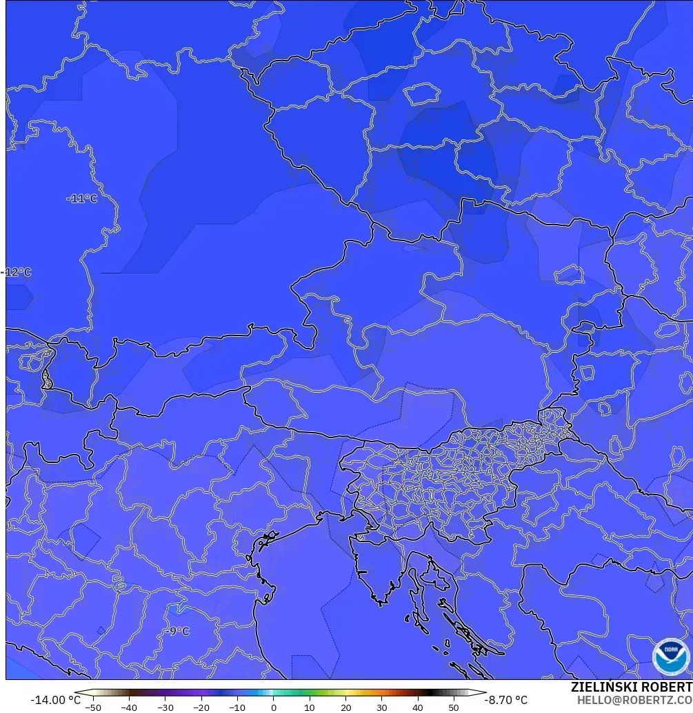 GFS модель - Австрия, Температура 500 hPa
