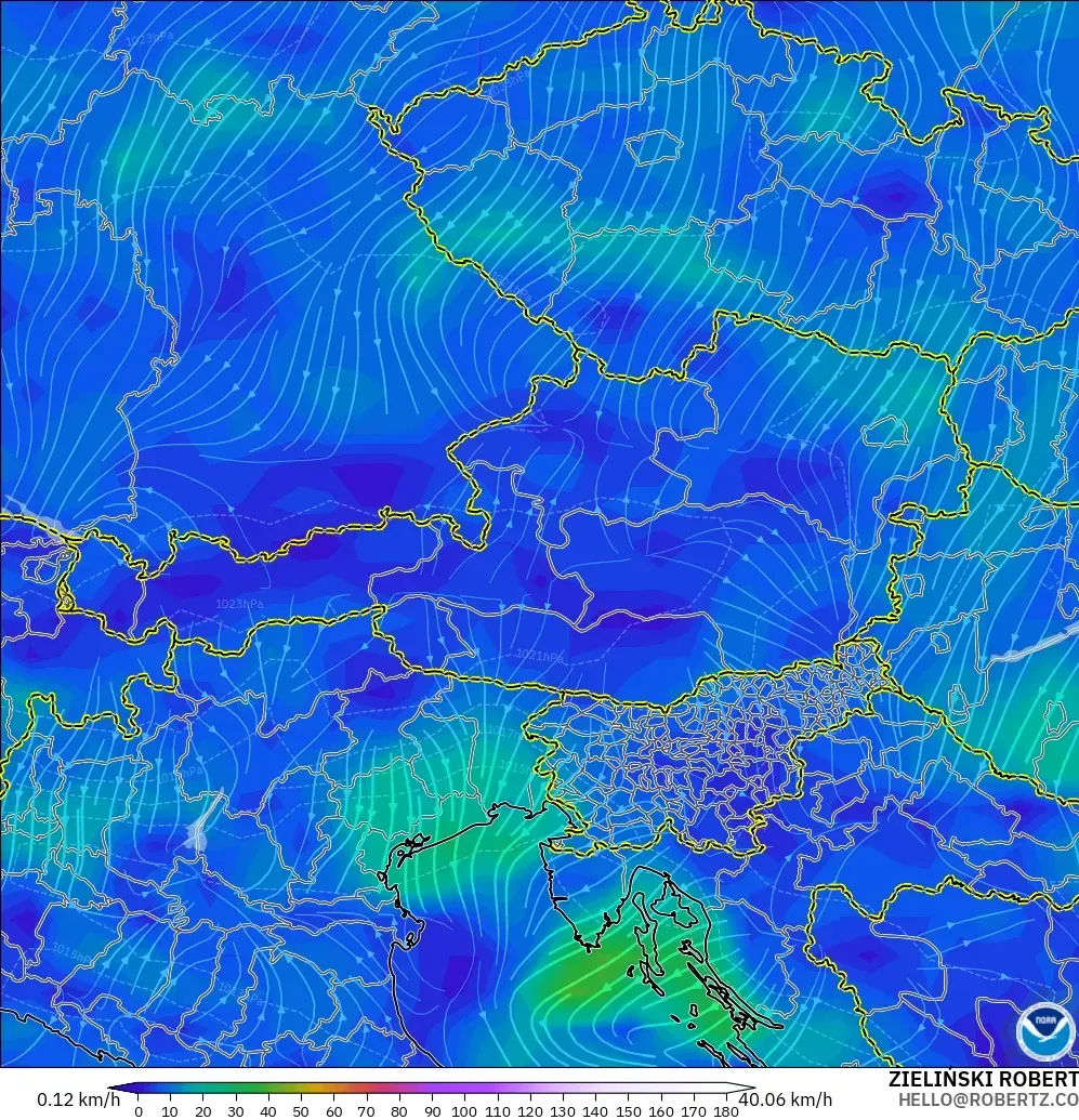 GFS модель - Австрия, Жел 10 м