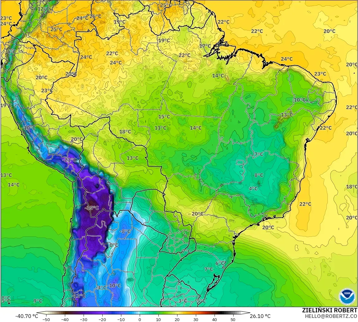GFS модель - Бразилия, Шық Нүктесі 2 м
