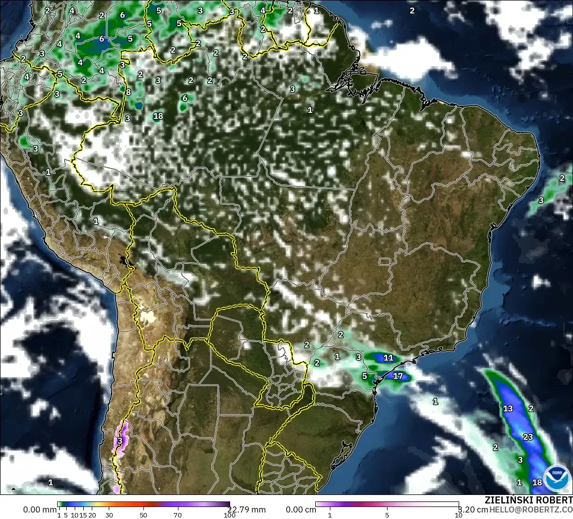 GFS модель - Бразилия, Жауын-шашын, Бұлт және Қысым