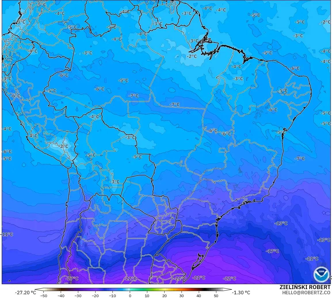 GFS модель - Бразилия, Температура 500 hPa