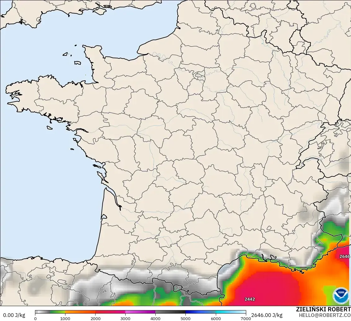 GFS модель - Франция, CAPE