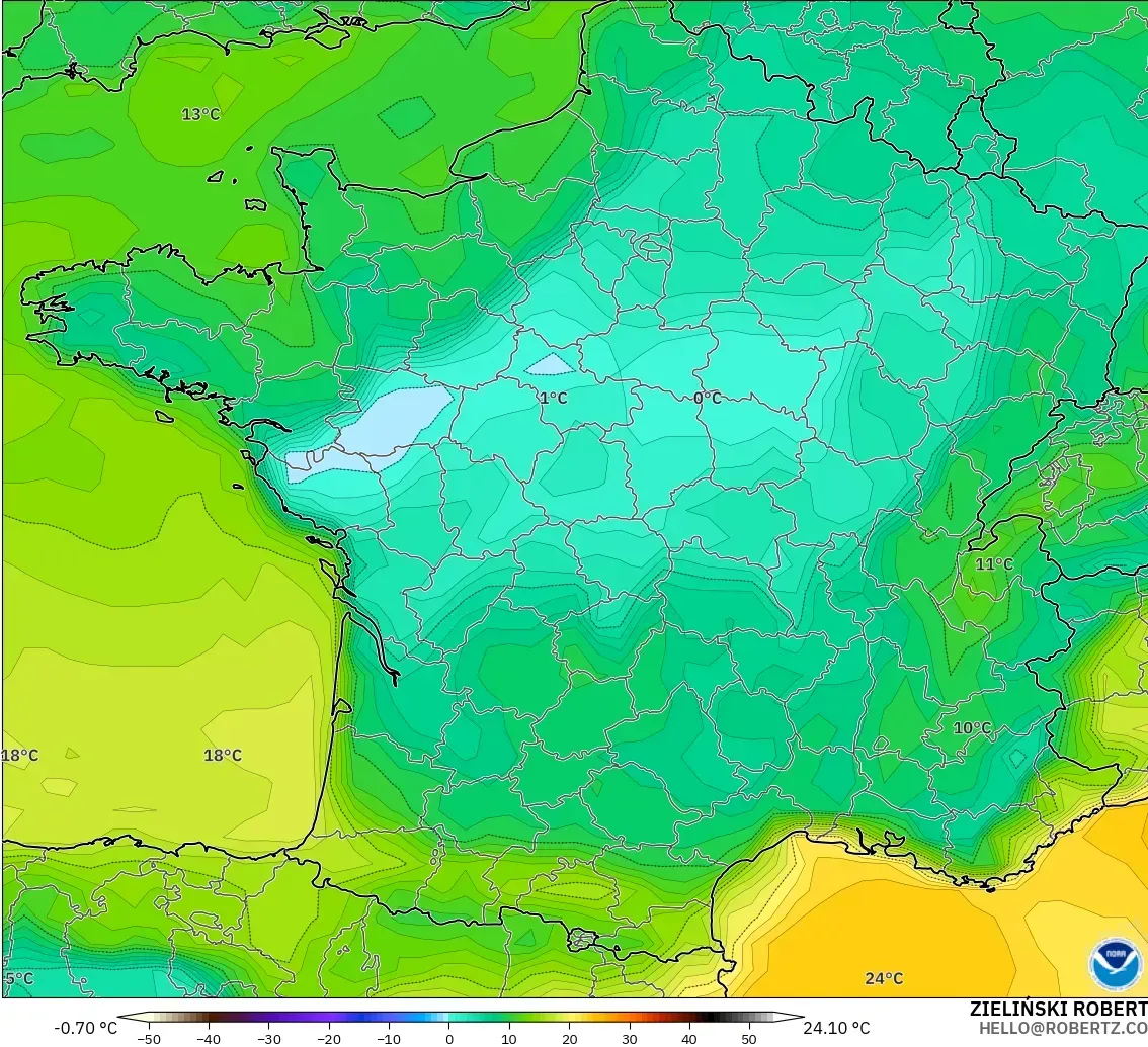 GFS модель - Франция, Шық Нүктесі 2 м