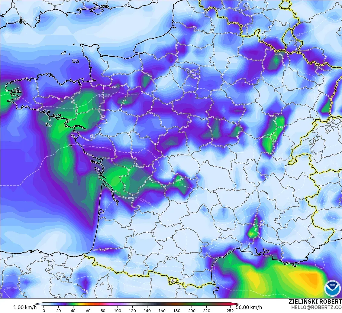GFS модель - Франция, Екпінді Жел
