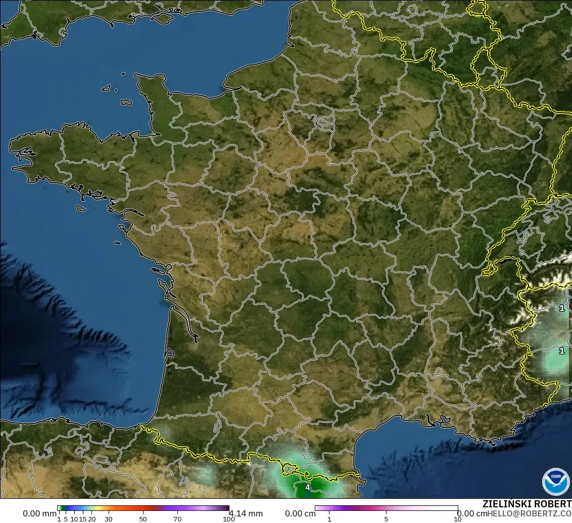 GFS модель - Франция, Жауын-шашын, Бұлт және Қысым